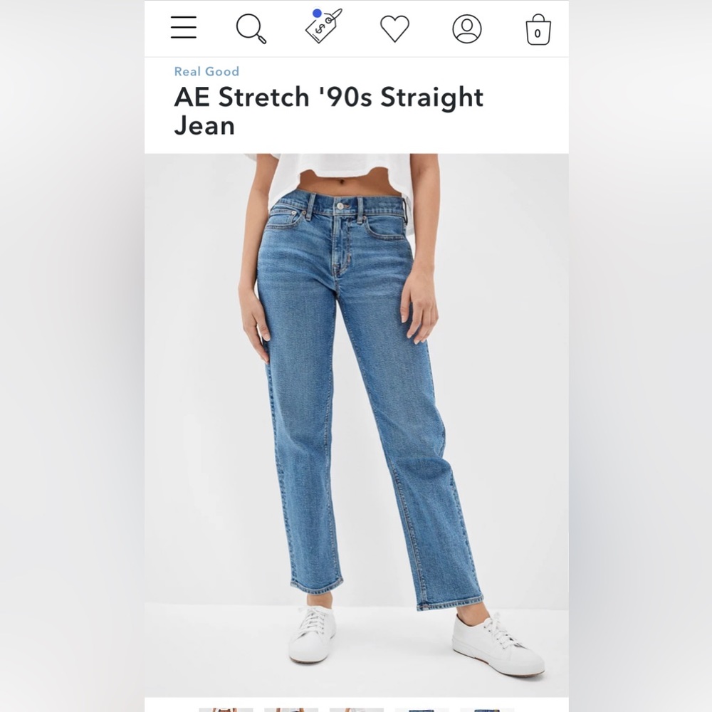 NWOT AE American Eagle Stretch '90s Straight Jean size 10 Short